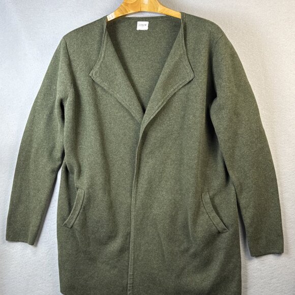 J Crew Vanessa Sweater Womens‎ Size M Olive Green Oversized Open Front Pockets - Picture 1 of 9